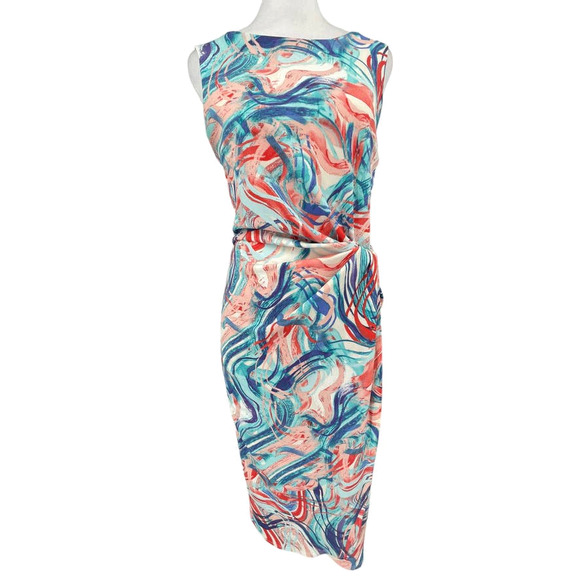 NWT - TAHARI ASL Womens Scuba Crepe Midi Dress Side Knot Sheath - Size 4 - Picture 3 of 15